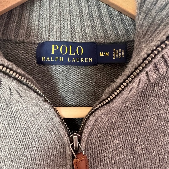 Gray Vintage Polo Ralph Lauren 1/4 Zip Mock Neck Sweater - Picture 2 of 2